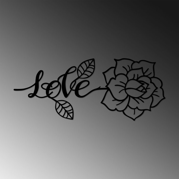 Wallity Love And Flower Escultura de pared negra